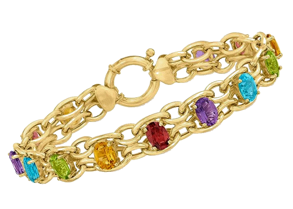 Multi-Gemstone Oval-Link Bracelet in 18kt Gold Ross Simons