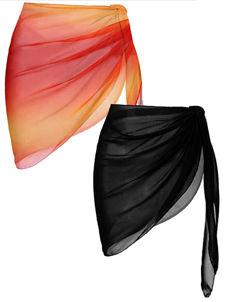 2 Pieces Women Beach Sarongs Sheer Cover Ups Ekouaer