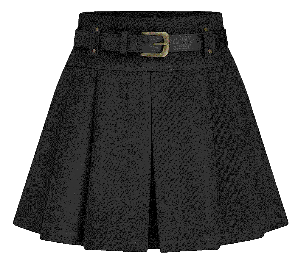 Mid Waist Solid Pleated Skort with Belt Cider