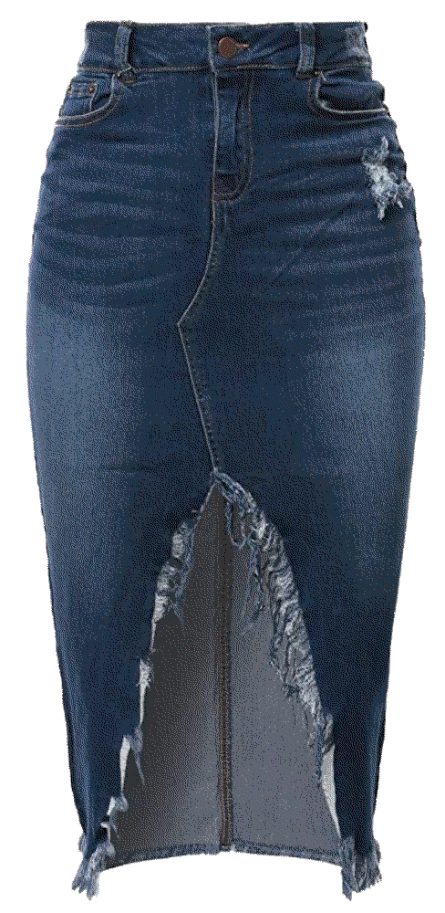 Slim Fit Rayon Knee Length Jean Pencil Skirt A2Y