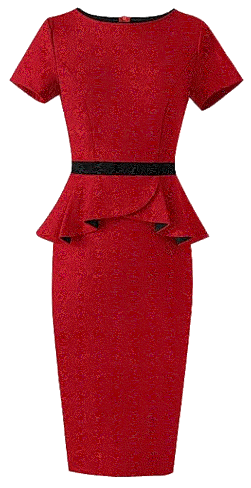  Crew Neck Peplum Colorblock Work dress VFShow