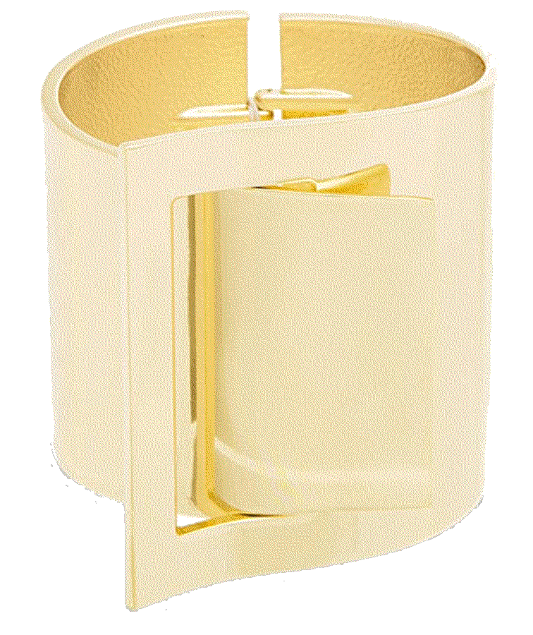 Yellow Gold-Tone Wide Metal Buckle Statement Cuff Bangle  Steve Madden