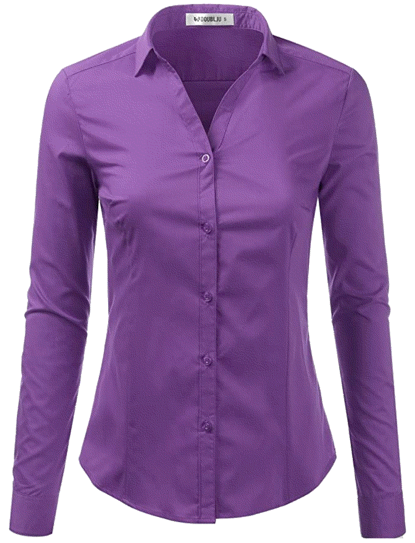 Slim Fit Long Sleeve Button Down Collared Shirts  Doublju