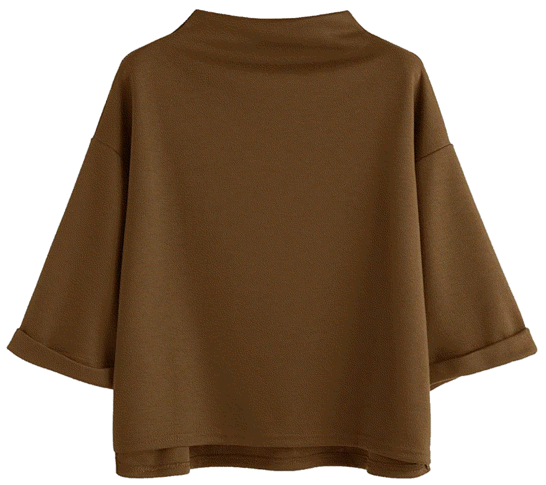 3/4 Sleeve Mock Neck Basic Loose T-Shirt Top SweatyRocks