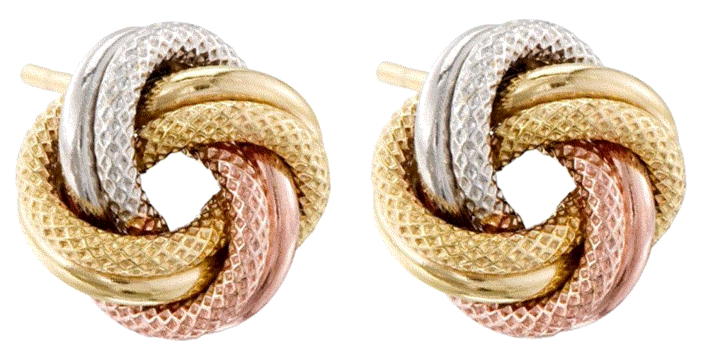 14kt Tri-Colored Gold Love Knot Earrings Ross-Simons