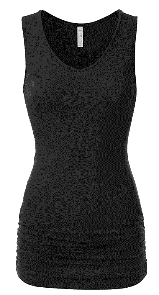 neck cami sleeveless stretch comfy shirring tank top Eimin