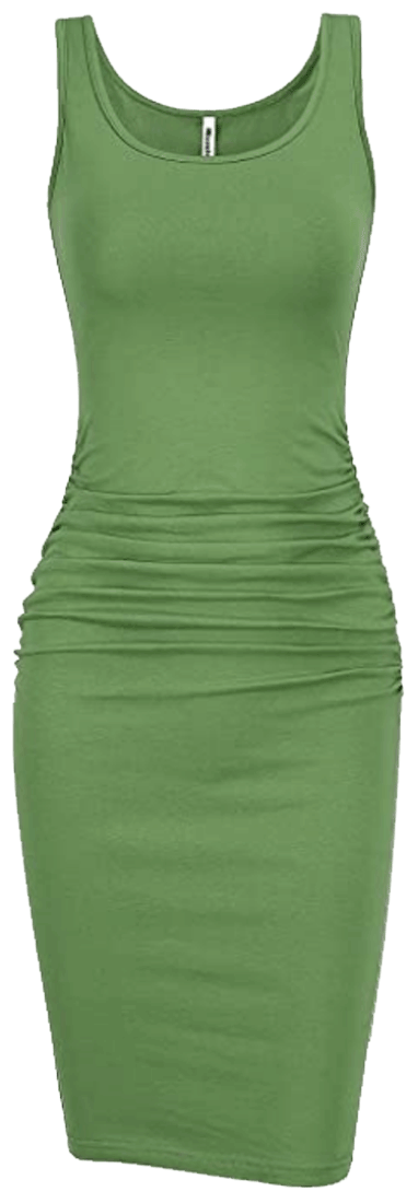 Sleeveless Tank Ruched Knee Length Fitted Dress Missufe