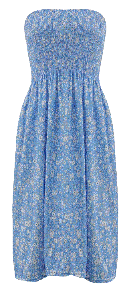 Tube Top Dress Boho Floral Beach Strapless Dress  Zyyfly