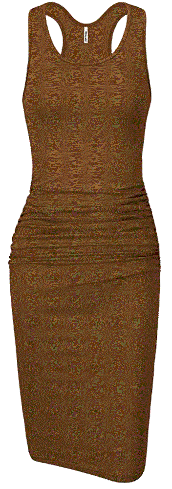 Sleeveless Racerback Tank Ruched Midi Fitted Casual Dress Missufe