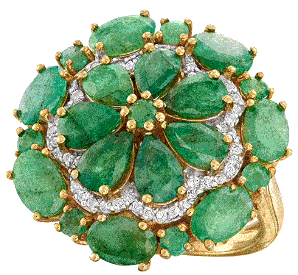  Emerald and .20 ct. t.w. White Zircon Floral Ring Ross-Simons