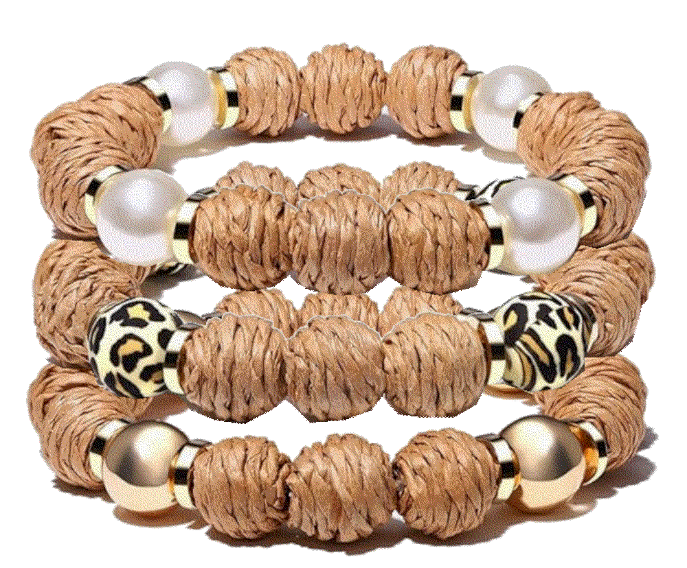 Handmade Woven Rattan Ball Beaded Stretch Bracelets BSJELL