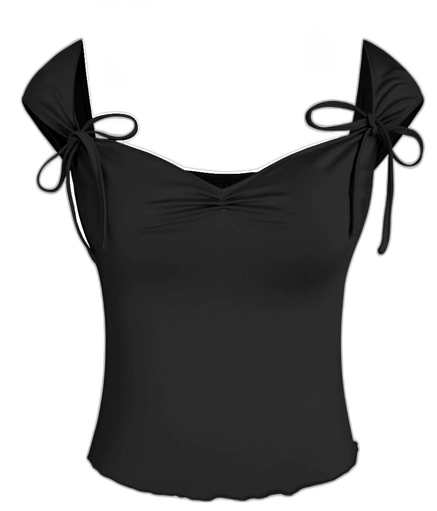 CIDER Ruched Lettuce Trim Bowknot Crop Cami Top CIDER