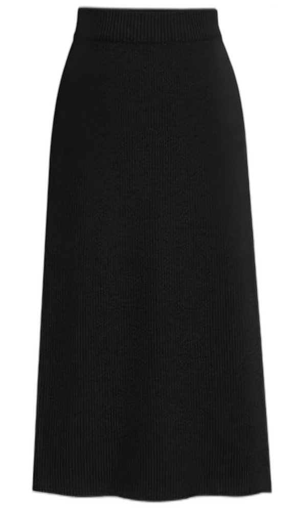 High Waist Side Slit Wool Blend skirt Ebossy