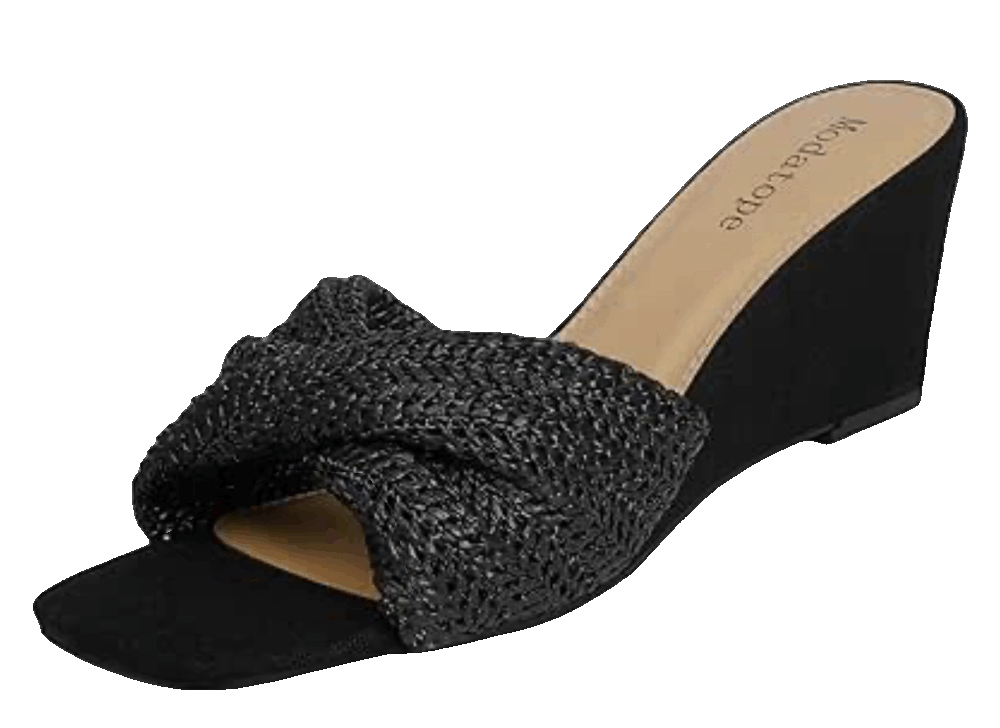 Women Braided Wedge Heels  Open Toe Raffia  sandals Modatope