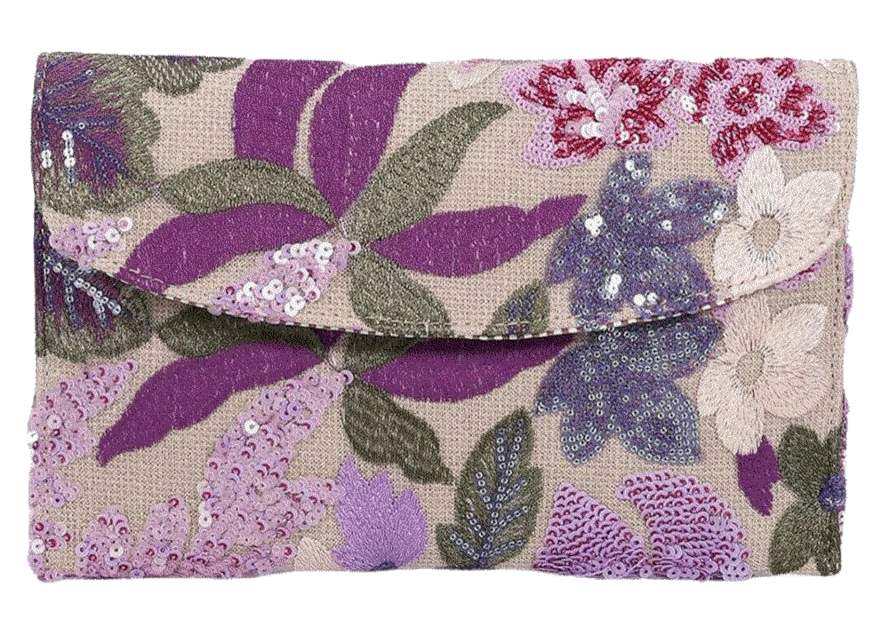 Floral Embroidery Sequin Evening Clutch Bag Verdusa