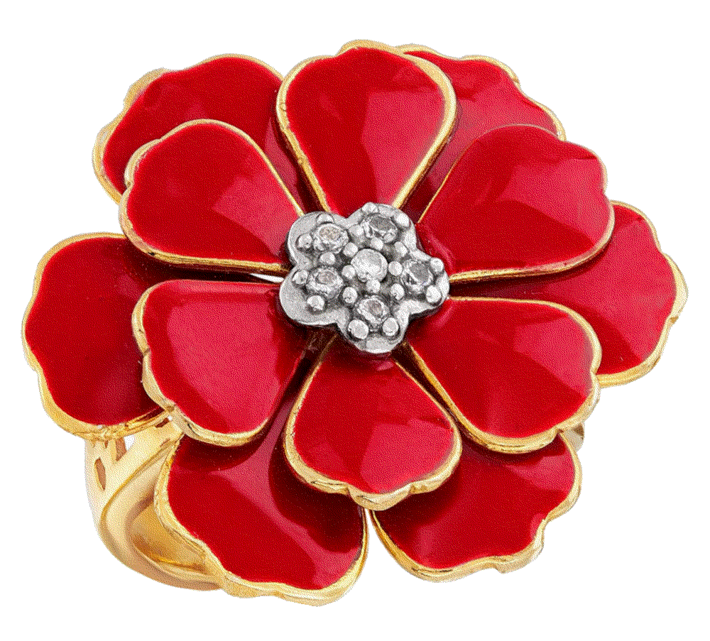 Italian Red Enamel Flower Ring  Ross-Simons