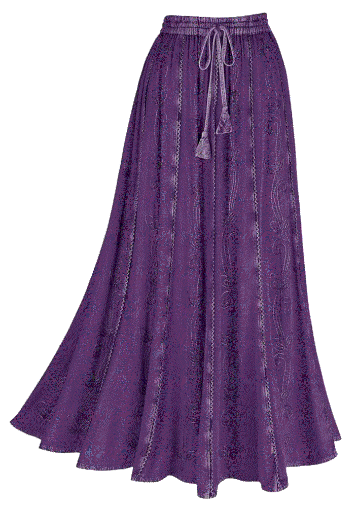Floral Embroidered Maxi Skirt-Over-Dyed Skirt Catalog Classics
