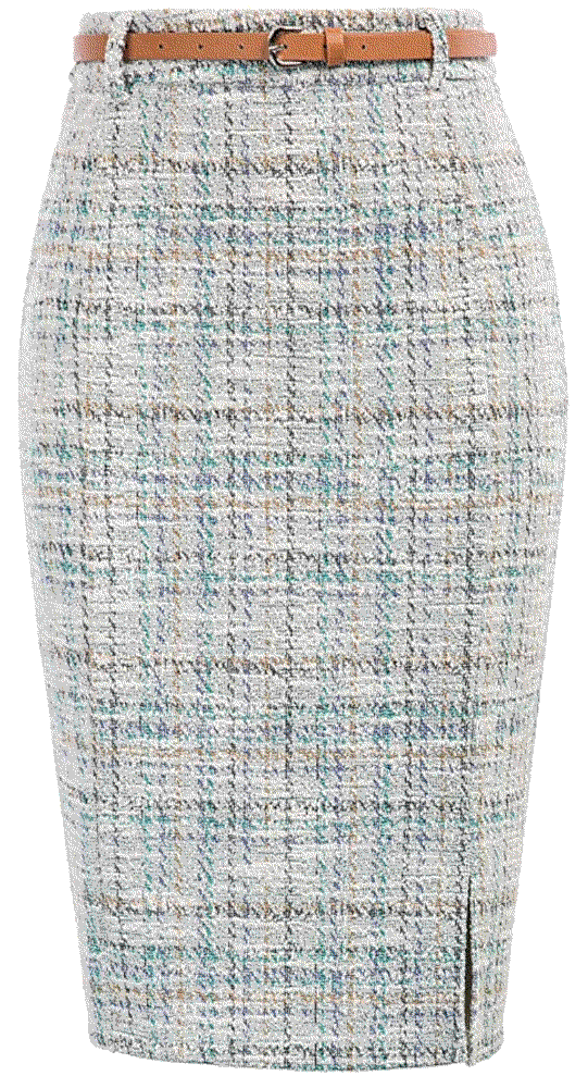 Bodycon Pencil Skirt with Belt Solid Color Hip-Wrapped Kate Kasin