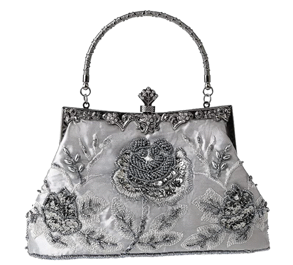 Vintage Floral Beaded Rhinestone Embroidery Clutch MMYOMI