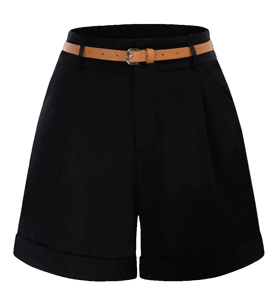 Bermuda Shorts Elastic Waist Wide Leg Belle Poque