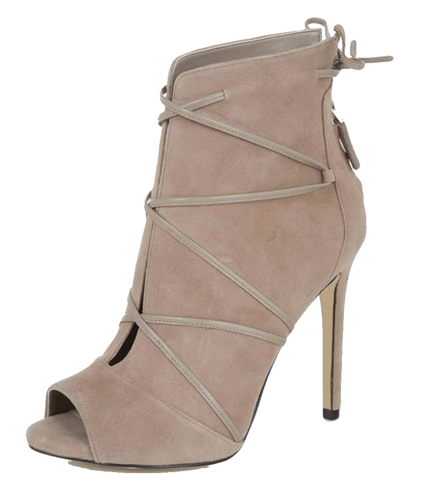Peep Toe Faux Suede Ankle Booties Platform Stiletto  YDN