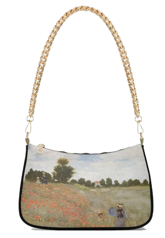 Claude poppies painting handbag shoulder  TSENQUE 