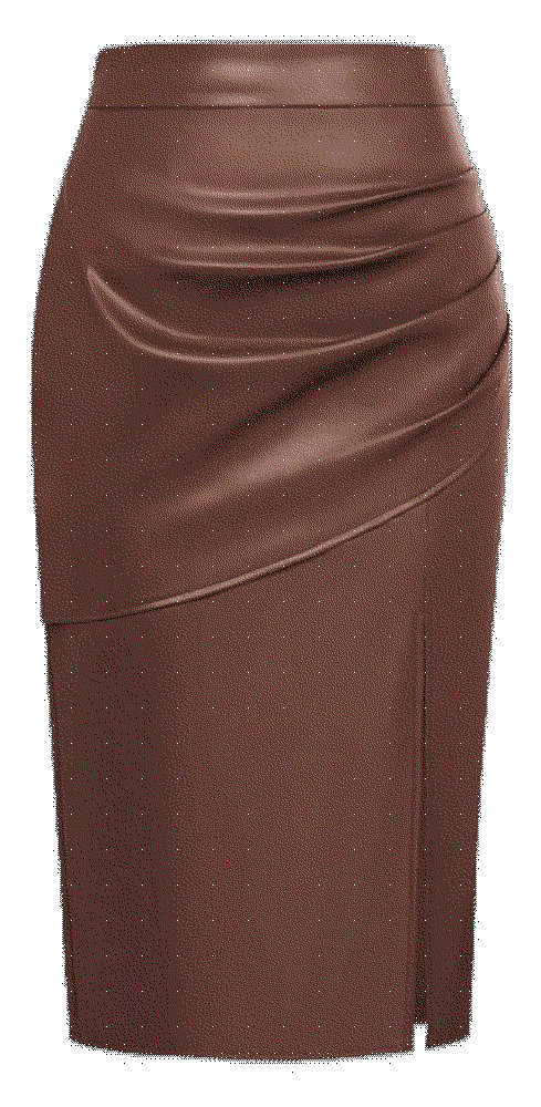 Faux Leather Front Slit Ruched Skirts  Kate Kasin