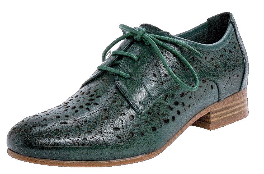 Leather Perforated Lace-up Oxfords Brogue Derby Shoes Mona Flying