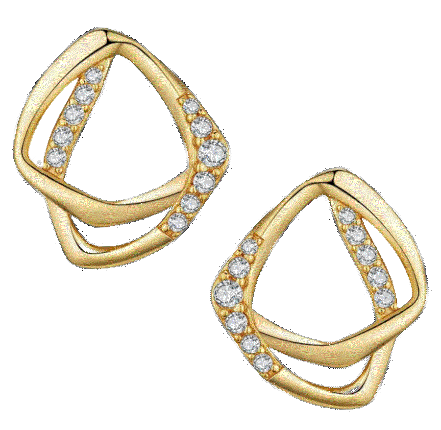 14K Gold Diamond Accent Geometric Stud Earrings AANUNUAA 