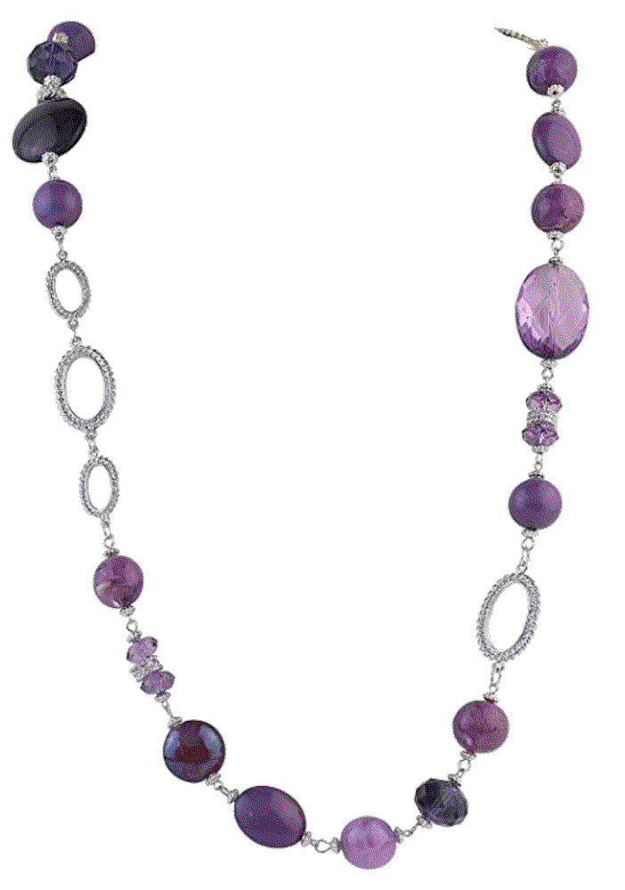 Chunky Crystal Coloured Glaze Beads Long Necklace 