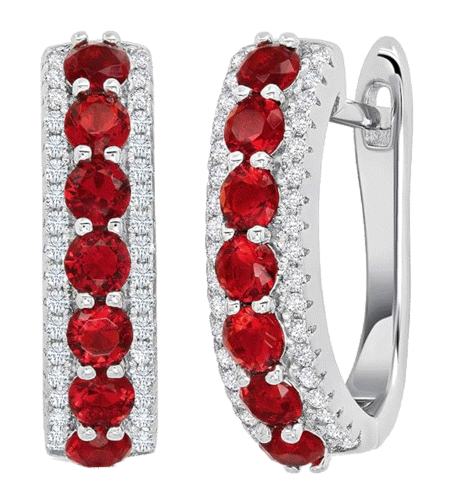 Simulated ruby earrings sterling silver MAX + STONE