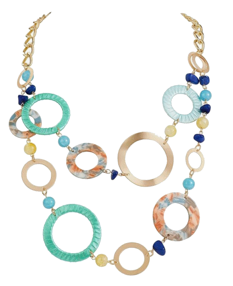 Circle 2 Strand Chain Jewelry Necklace Bocar