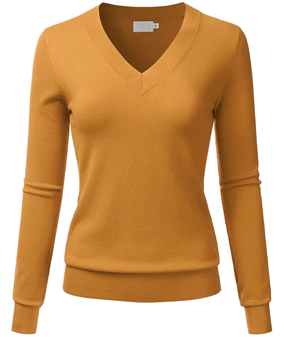 V-Neck Long Sleeve Pullover Knit Top Sweater Lalabee