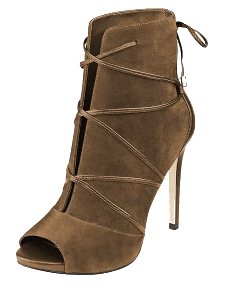 Peep Toe Faux Suede Ankle Booties Platform Stiletto YDN