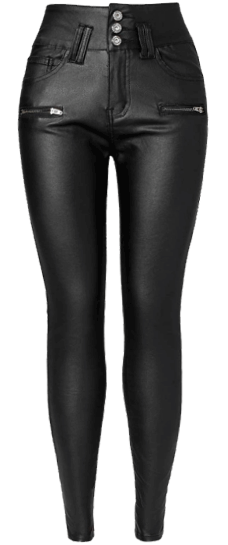 Black Faux Leather Pants High Waisted Skinny Coated Leggings Ecupper