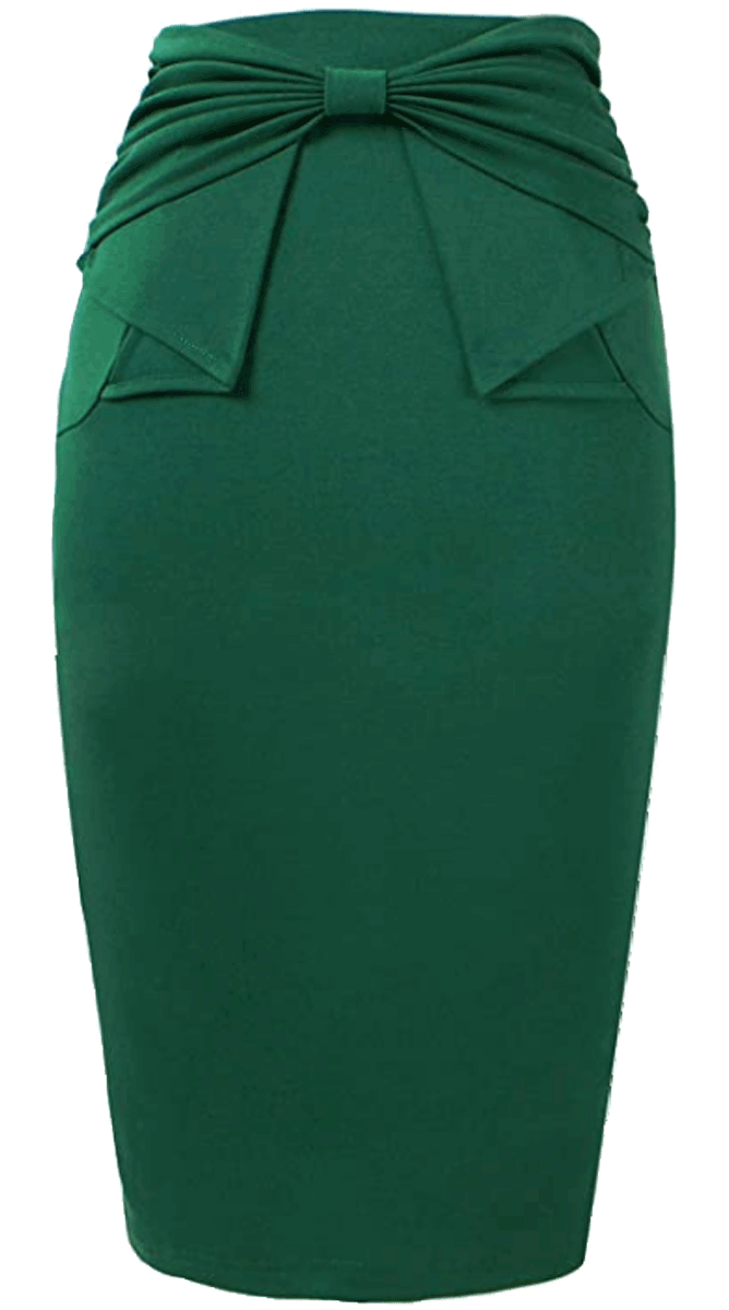 Pleated Bow High Waist Slim Pencil Skirt VFshow