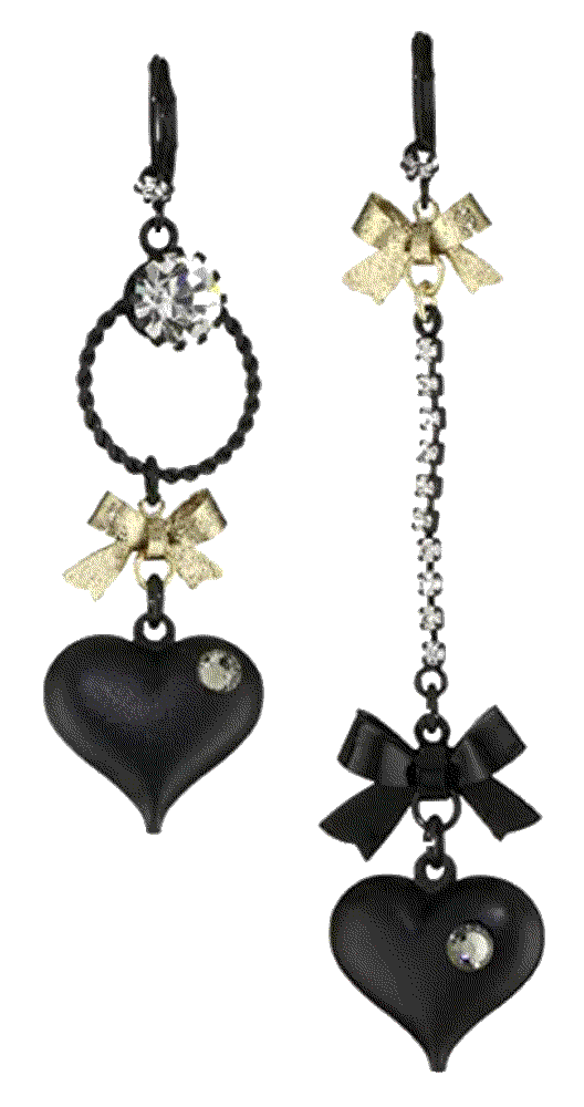  Heart/Bow Drop Earrings Betsey Johnson