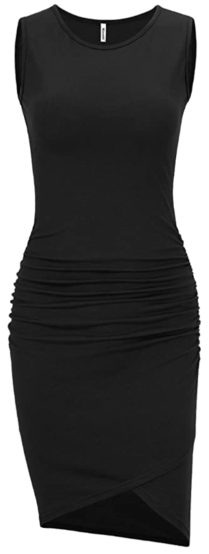 Casual Sleeveless Tank Ruched Irregular T Shirt Dress Missufe