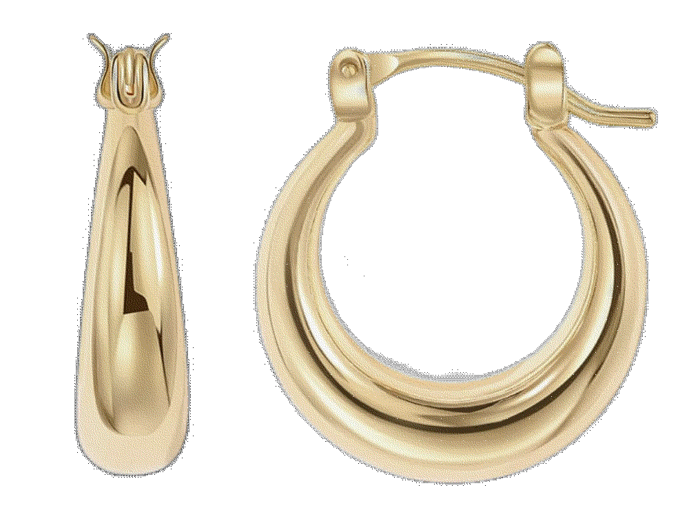 14K Gold Plated Sterling Silver Posts Oval Chunky Hoop Earrings Pavoi