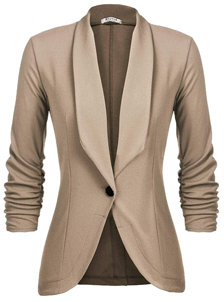 3/4 Stretchy Ruched Sleeve Lightweight Work Blazer  Beyove