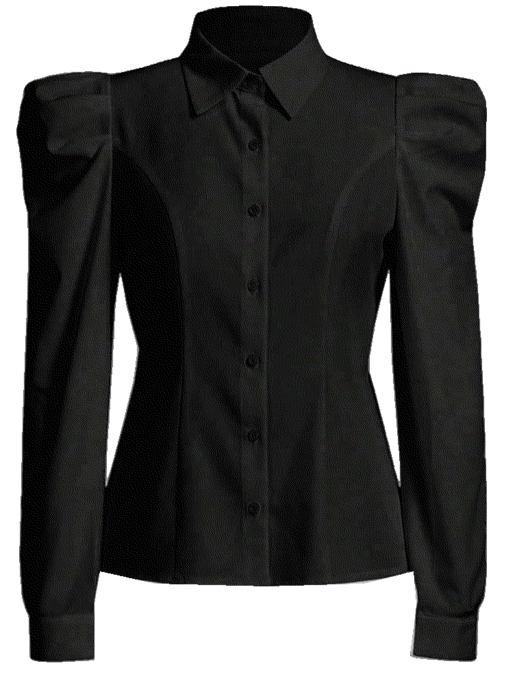 Elegant Puff Long Sleeve Collared Shirts Button Down Blouse Floerns