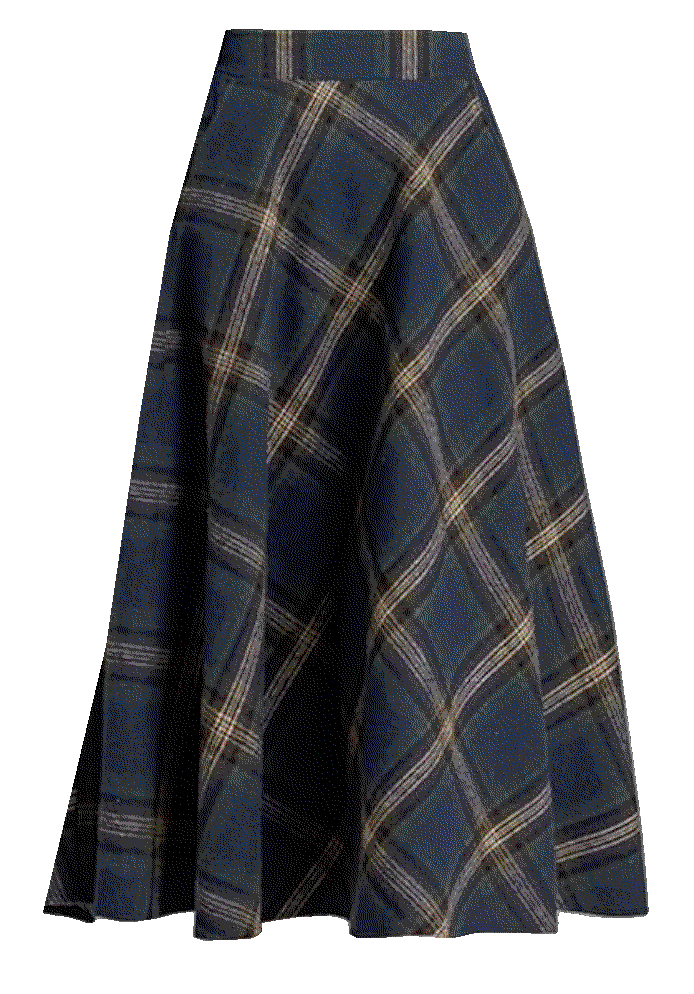 Plaid Wool Skirts Elastic Waist A-Line Pleated Tartan Long Skirts IDEALSANXUN