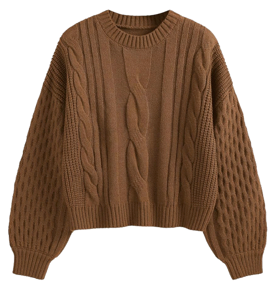 Solid Knit Cable Sweater Zaful