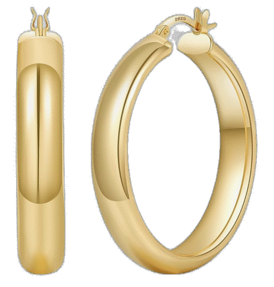Wide Gold Hoop Earrings  YOUNGYUE