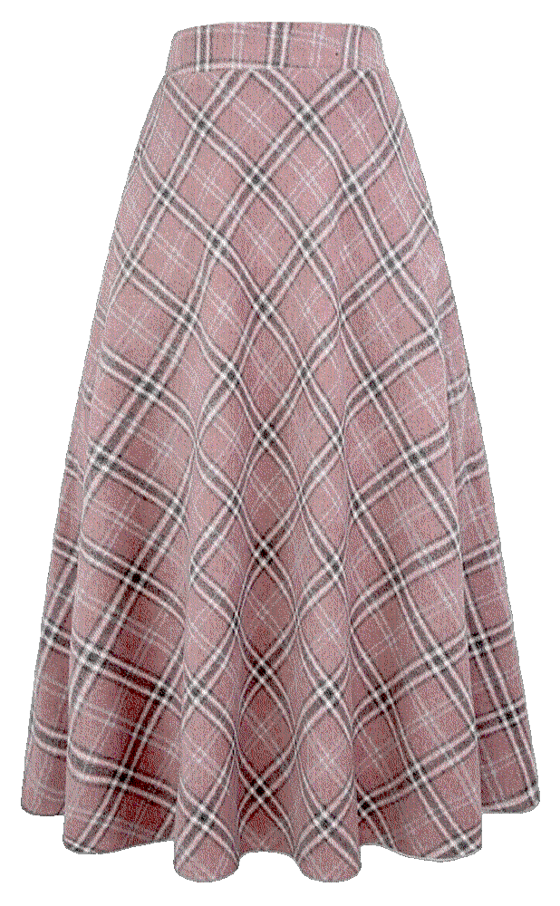 Plaid Wool Skirts Elastic Waist A-Line Pleated Tartan Long Skirts IDEALSANXUN