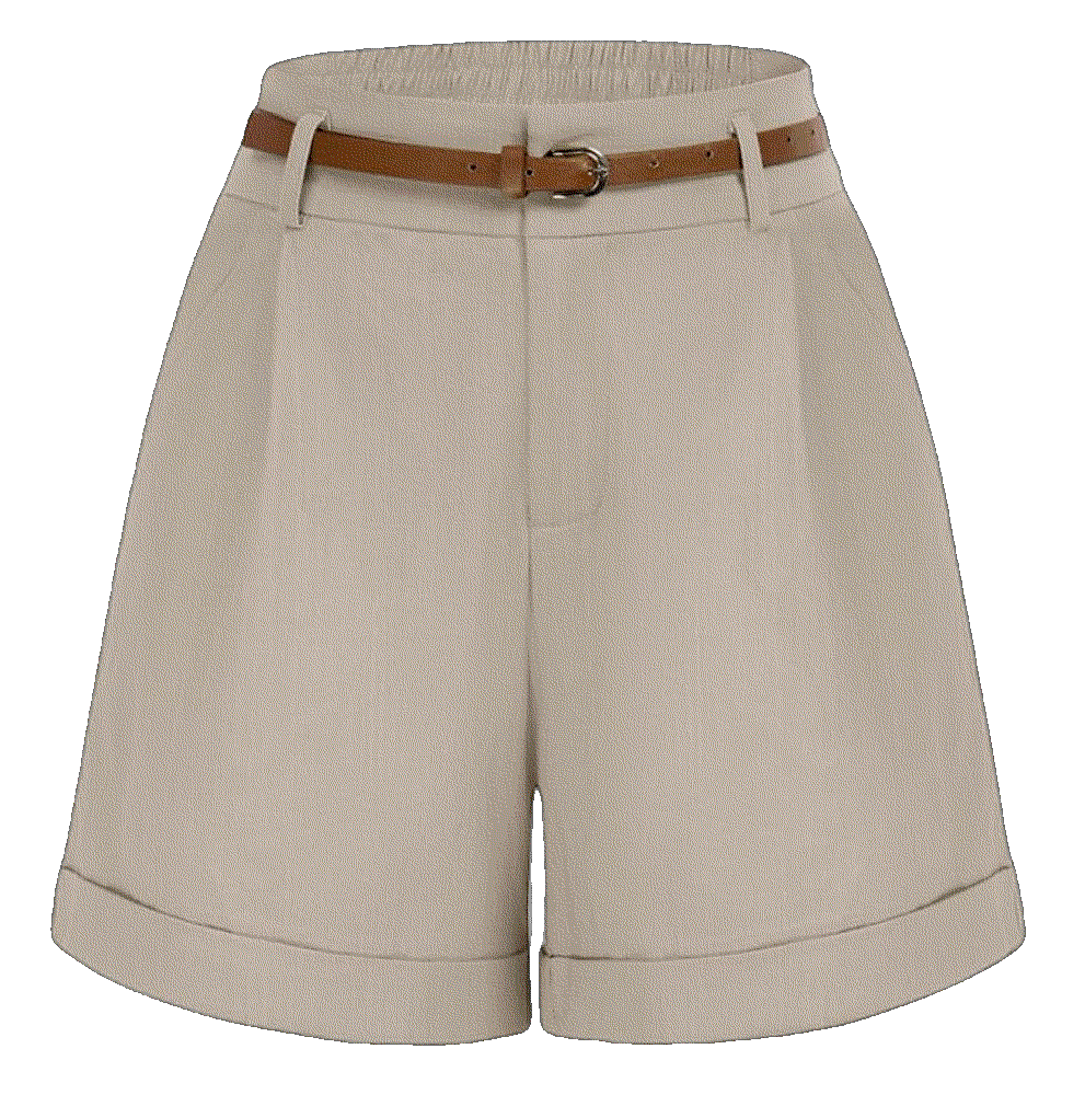 Bermuda Shorts Elastic Waist Wide Leg Shorts  Belle Poque