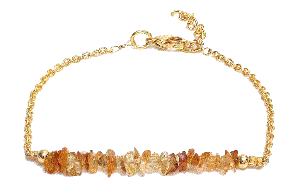 Natural Citrine Chips Bar Bracelet Gempires