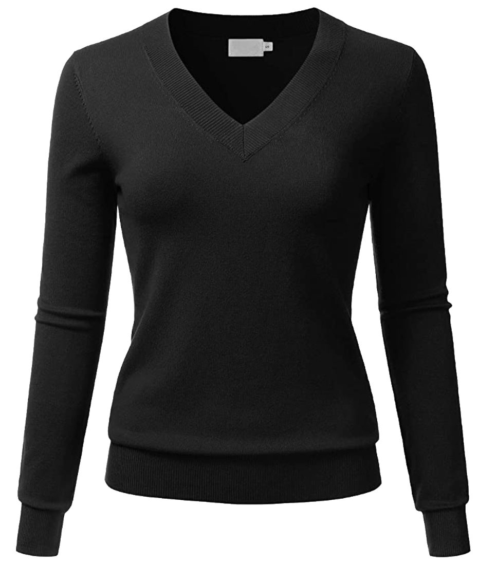 V-Neck Long Sleeve Pullover Knit Top Sweater Lalabee