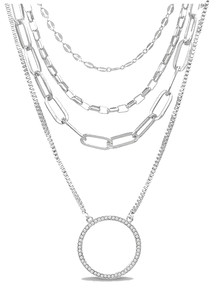 Four Row Layered Pendant Chain Nautica