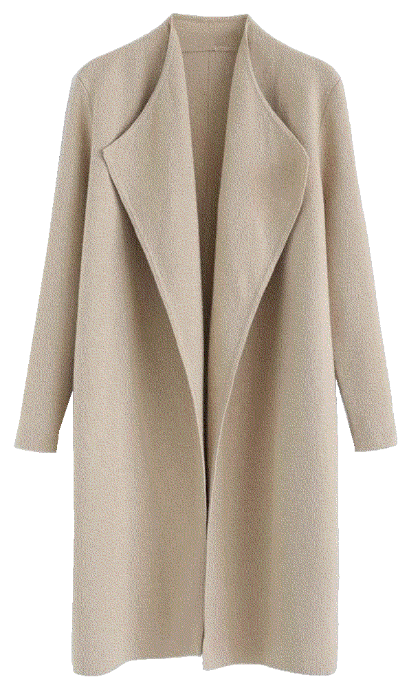 Classy Light Tan/Black Open Front Knit Coat Cardigan Chicwish